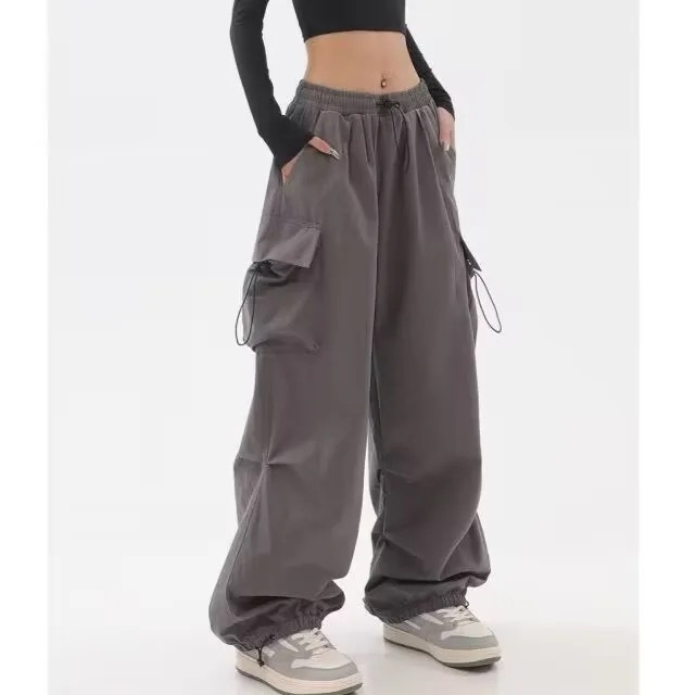 Summer New Cross-border European and American Retro Multi-pocket Workwear Casual Pants Women's Design Sense Loose Straight Long Pants