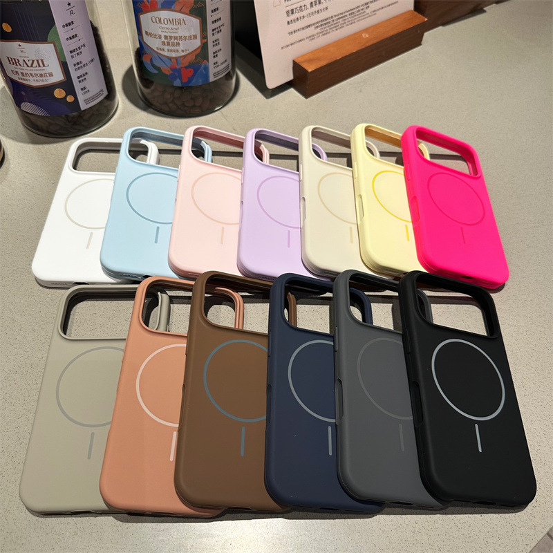 Foreign Trade Suitable for Apple 16Plus Mobile Phone Case 17Air Large Hole Magnetic Suction 13 New Model 15Pro11 Soft Shell Tpu