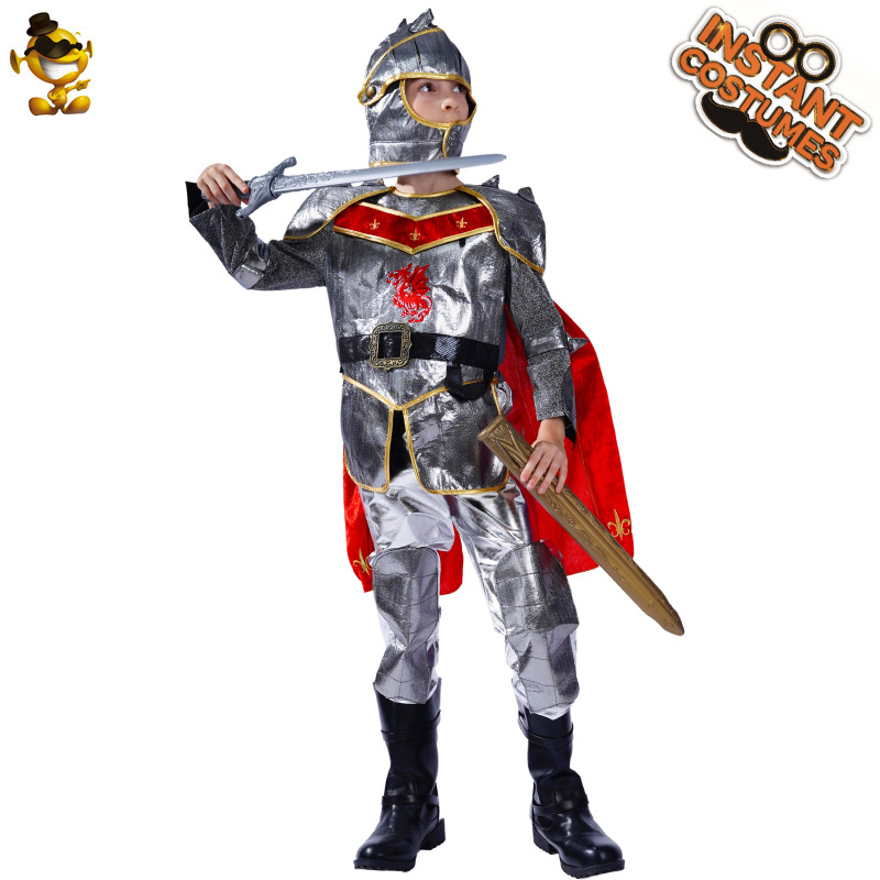 Los niños de halloween general guerrero traje etapa maquillaje carnaval plata cruzado caballero traje del partido