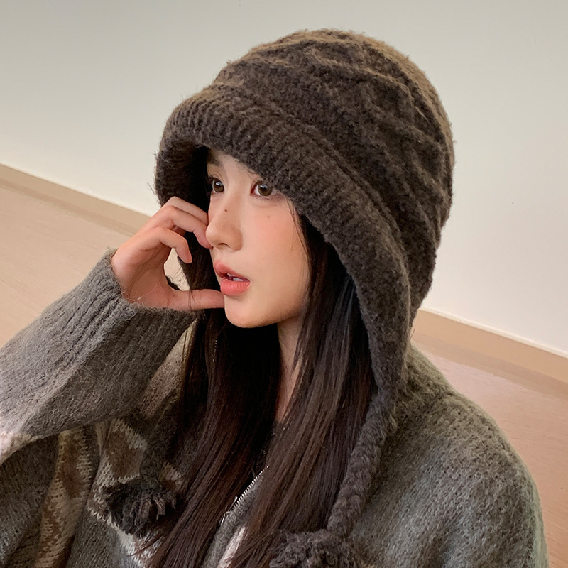 韩版大头围巴拉克拉法帽秋冬户外防风保暖毛线帽加绒加厚护耳帽新|undefined
