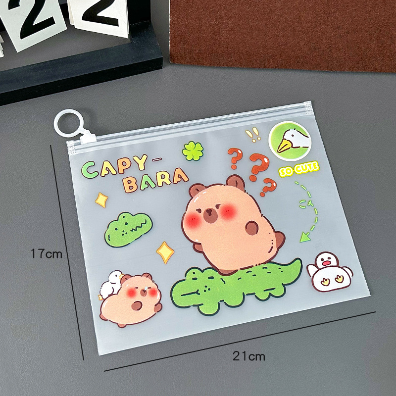 Bolsa de archivo Kapibala con cremallera lindo conejillo de indias Bolsa de almacenamiento de papel de prueba de escuela primaria