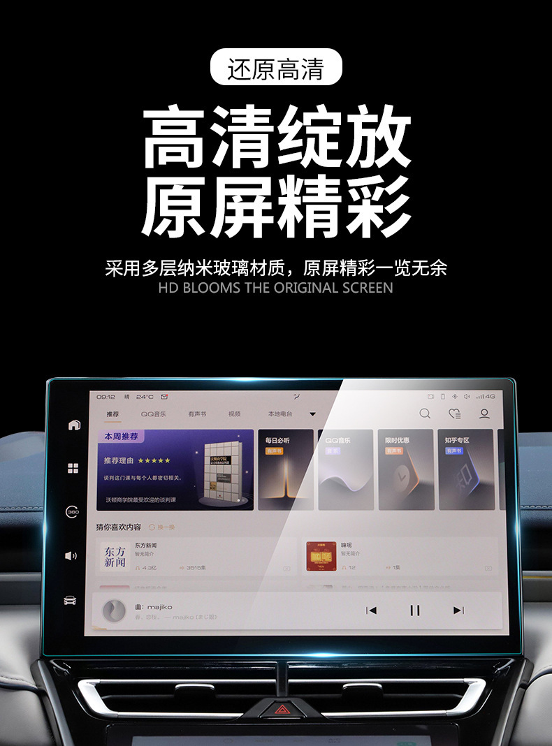 Suitable for Wey Mocha, Wey Latte, Macchiato Navigation Tempered Glass Film, Dashboard Interior Film, Car Accessories