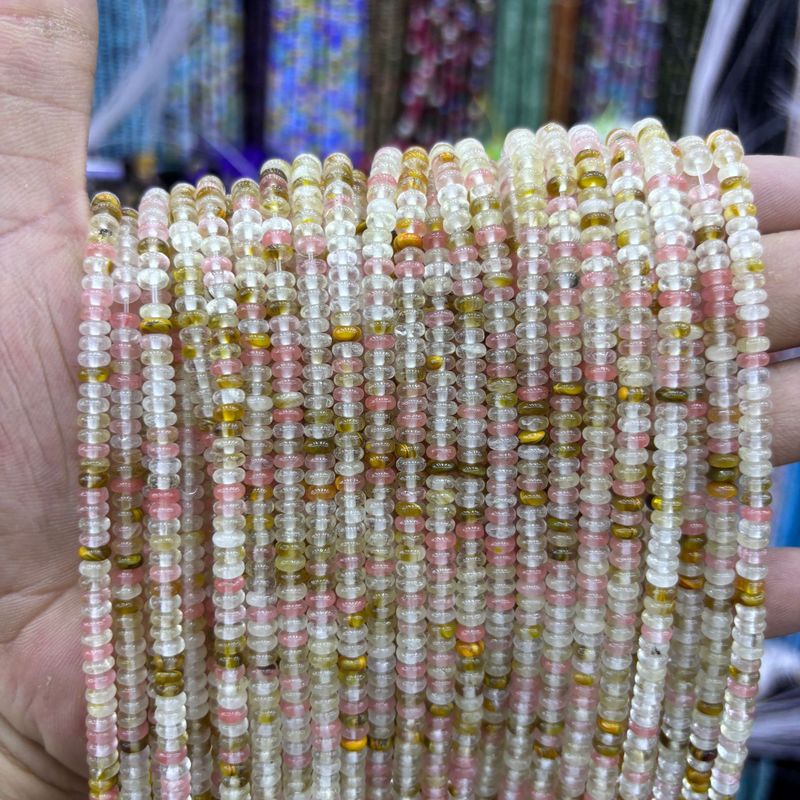 起爆金2x4原鉱天然石そろばんビーズ仕切りDIYブレスレットネックレスアクセサリー半製品ビーズ卸売り|undefined