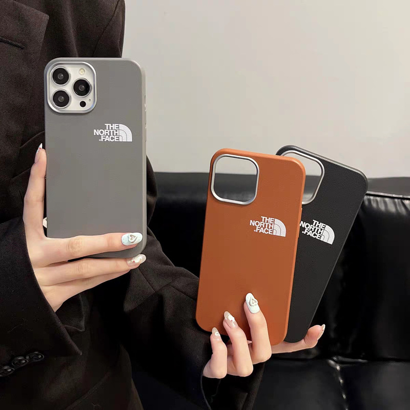 Trendy Plain Leather North Face Suitable for iPhone 16 New Model 15 Niche 12 Apple 14 Pro Max Simple Solid Color High-End Trendy Plain Leather North Face Suitable for iPhone 16 New Model 15 Niche 12 Apple 14 Pro Max Simple Solid Color High-End