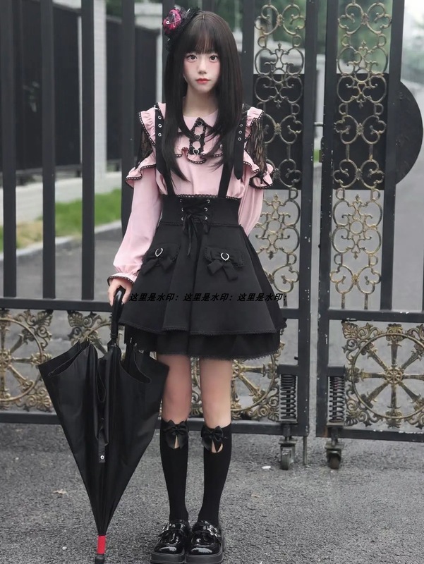 雷系裙子穿搭蝴蝶结日常背带裙小个子套装服饰服装蕾系半身裙穿搭|undefined
