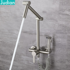 5ZV7批發銅入牆式水龍頭冷熱廚房旋轉摺疊升降伸縮洗菜盆噴陽台