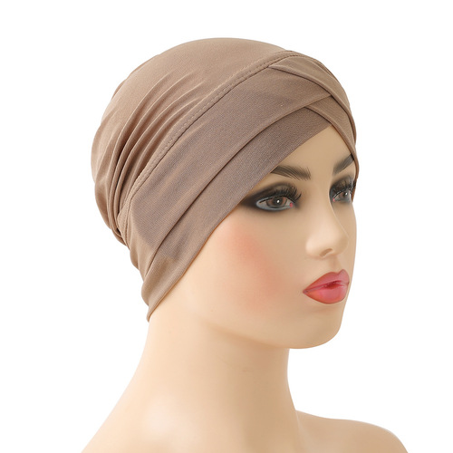 Fashion Crystal Mohair Two-Layer Cross-Over Hooded Cap Full Head Cover Head Scarf Arabic Scarf H117