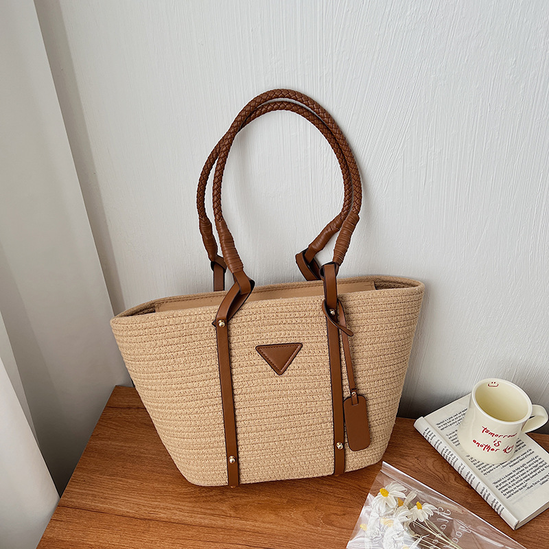 Bolsa de tejido de gran capacidad para mujeres 2026 verano nuevo estilo de moda vacaciones de playa bolsa de viaje simple bolsa de mano image 7