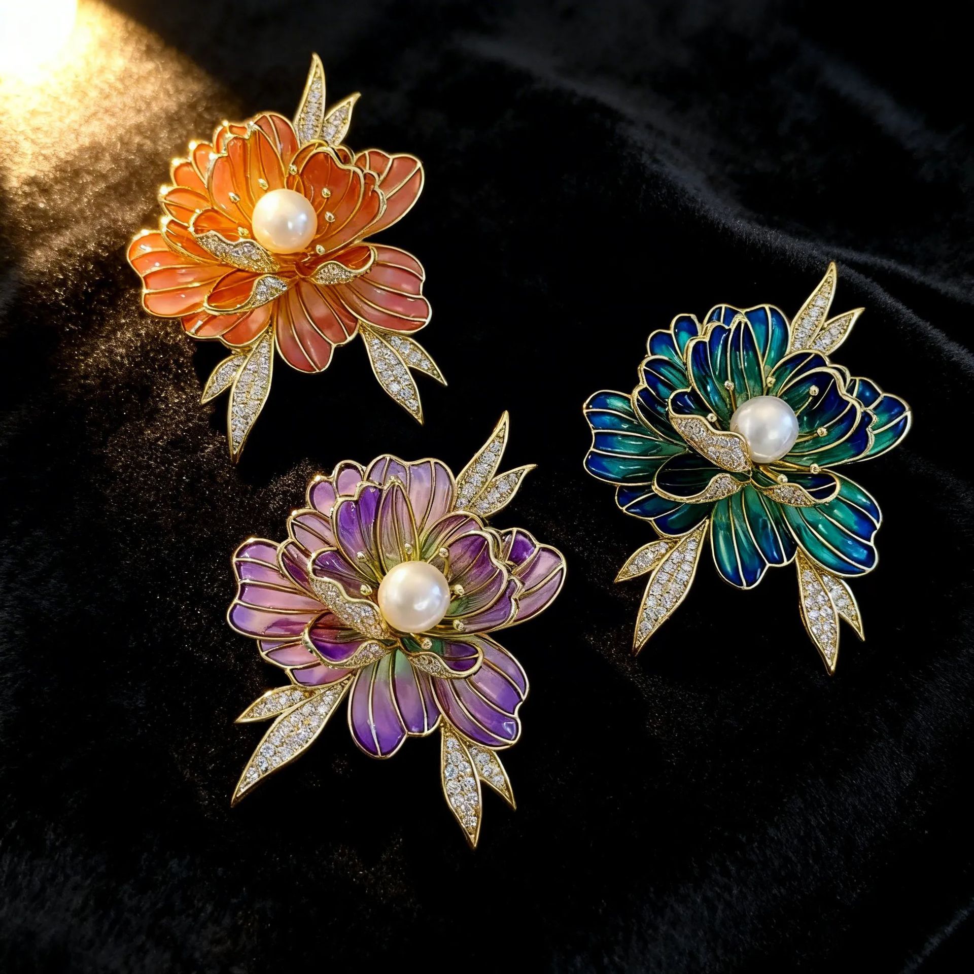 Vintage Enamel Peony Flower Brooch for Women, Niche Chinese Style Painted Flower Pin, Suit Lapel Accessory Pin