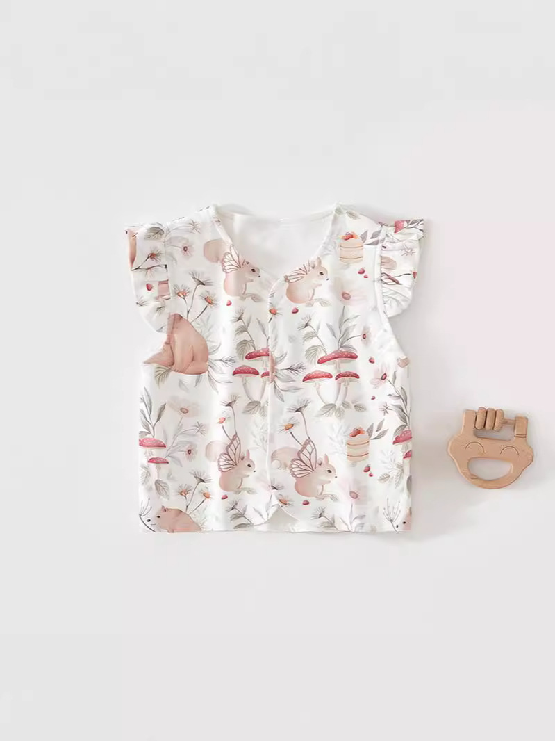 Chaleco de bebé recién nacido primavera y otoño ropa de bebé vestido de hombro de otoño chaleco de doble capa de algodón vestido con clip de caballo para mujeres
