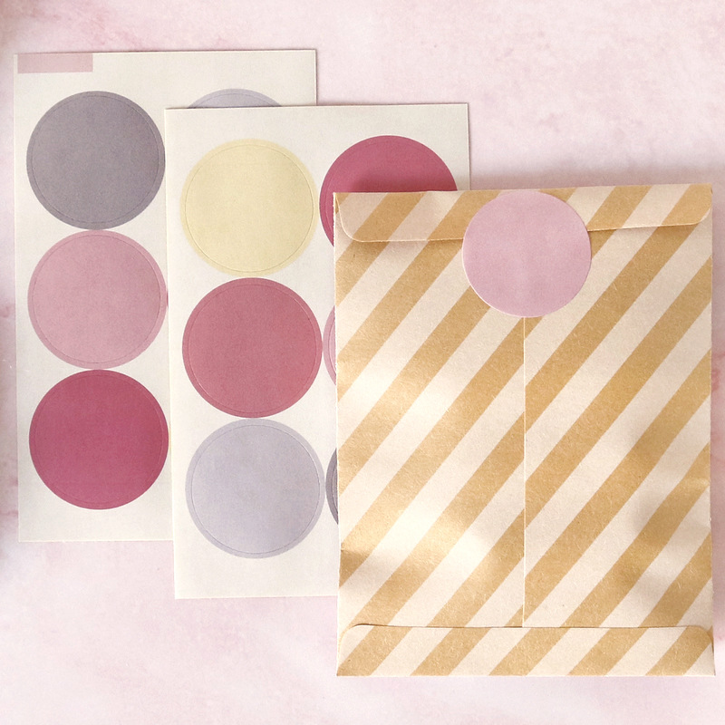 Ins风莫兰迪色封口贴 DIY圆形礼品婚礼装饰贴纸烘焙包装标签贴6枚