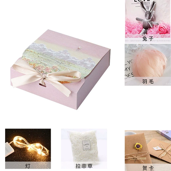Huahai Yunhai+grass+light+greeting card+feathers+rabbit purple powder