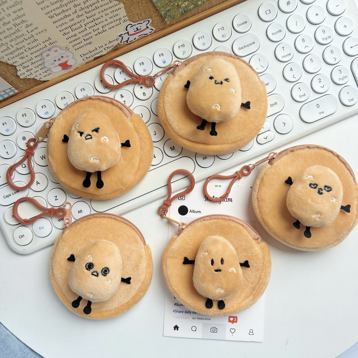 Cartoon Little Potato Coin Purse Guizhou Potato Mini Round Earphone Data Cable Storage Bag Pendant Student Gift