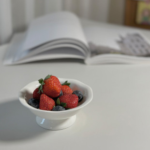 4.5-inch bone china small tray fruit plate retro pure white small high foot cake dessert plate ice cream bowl candle holder
