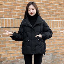 2025新款女装冬季短款羽绒服白鸭绒黑色宽松显瘦立领小个子外套女