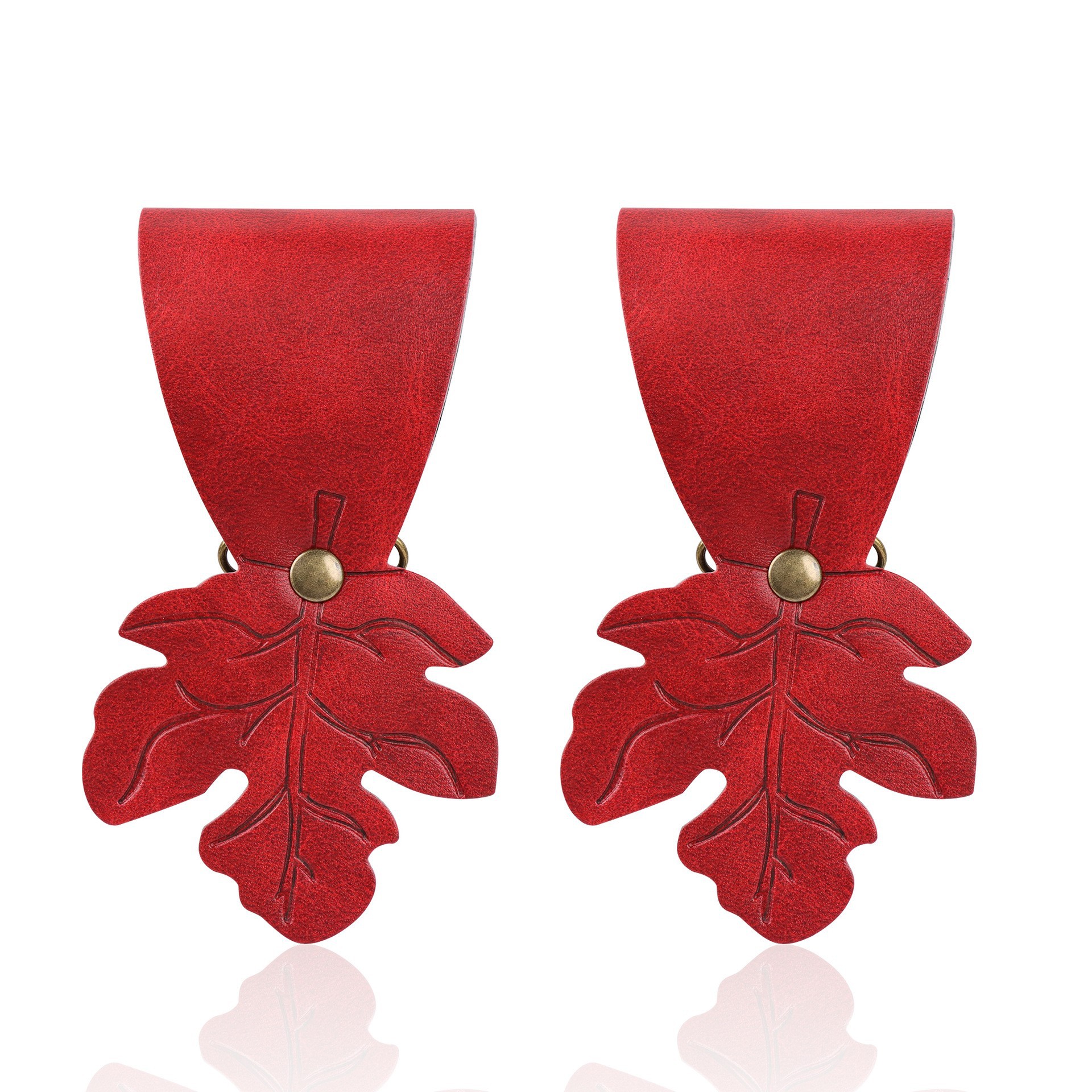 붉은 단풍잎 버클 한 쌍