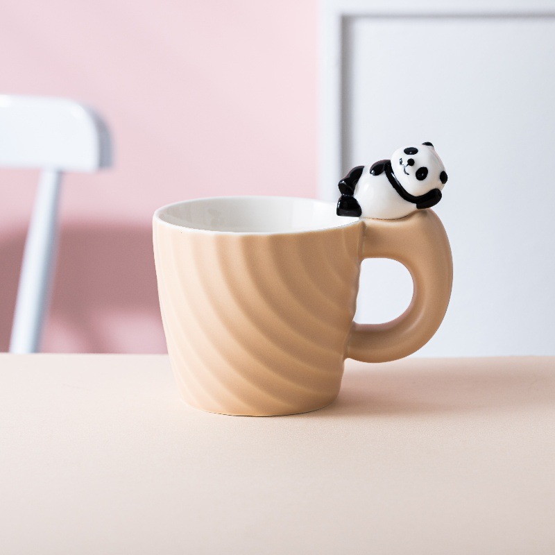 Taza de Cerámica Panda, Diseño Creativo, para Café/Leche, Hogar y Oficina, Regalo Original