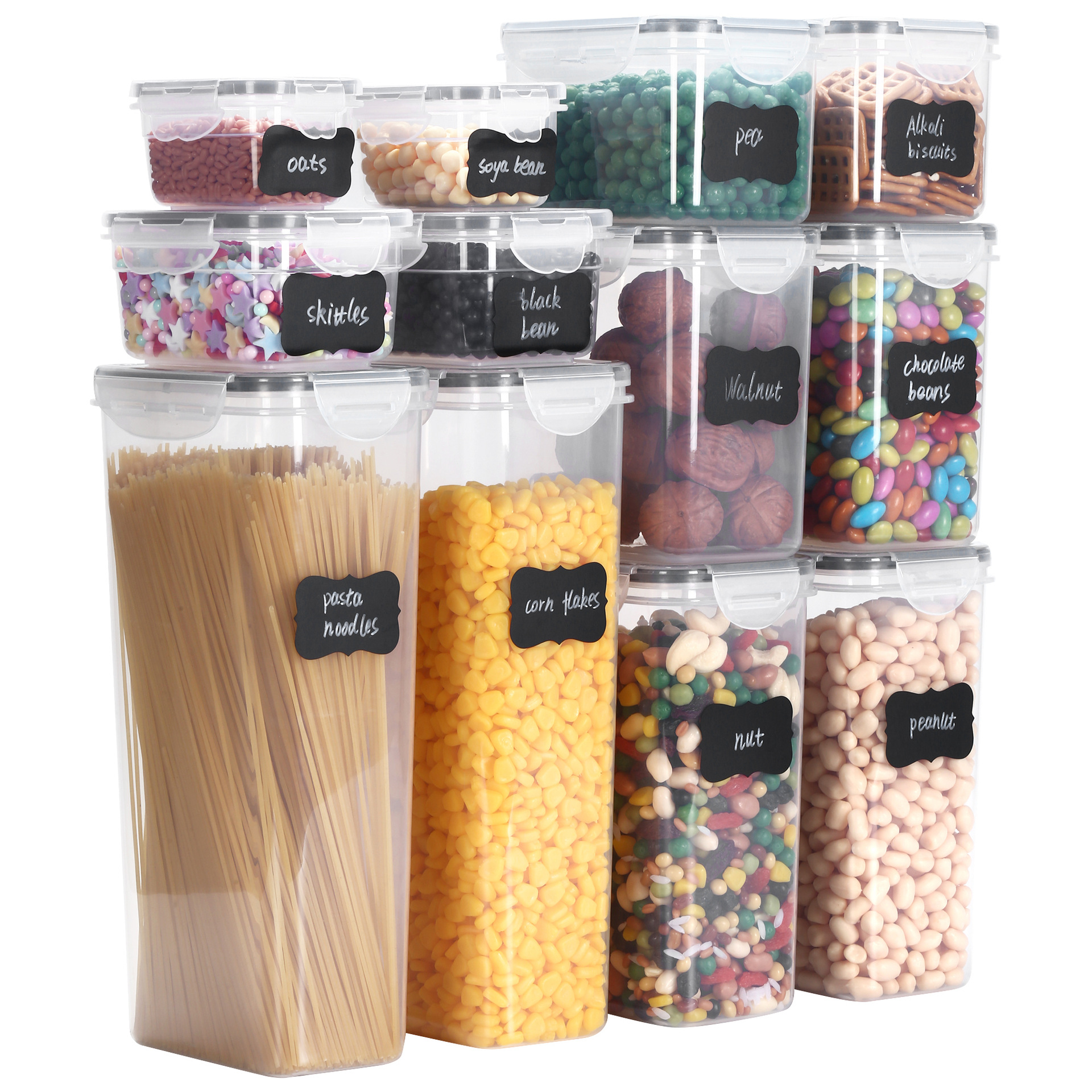 piece Sealed Set Kitchen Crisper Food Grade PP Box Grains Transparent Plastic Storage Jar_voghion.com