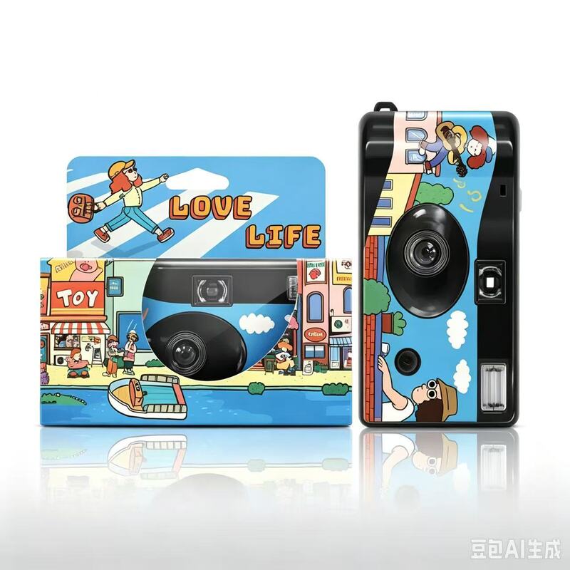 Disposable film camera, colorful half-frame mini point-and-shoot camera, illustration-style children's park theme camera Disposable film camera, colorful half-frame mini point-and-shoot camera, illustration-style children's park theme camera