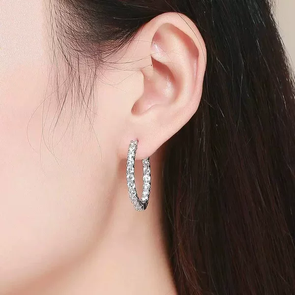 European and American Niche High-End Elegant Diamond-Studded Simple Luxury Personality Earrings, American-Style Large Hoop Earrings, Fashionable Commuter Korean-Style Steel Earrings