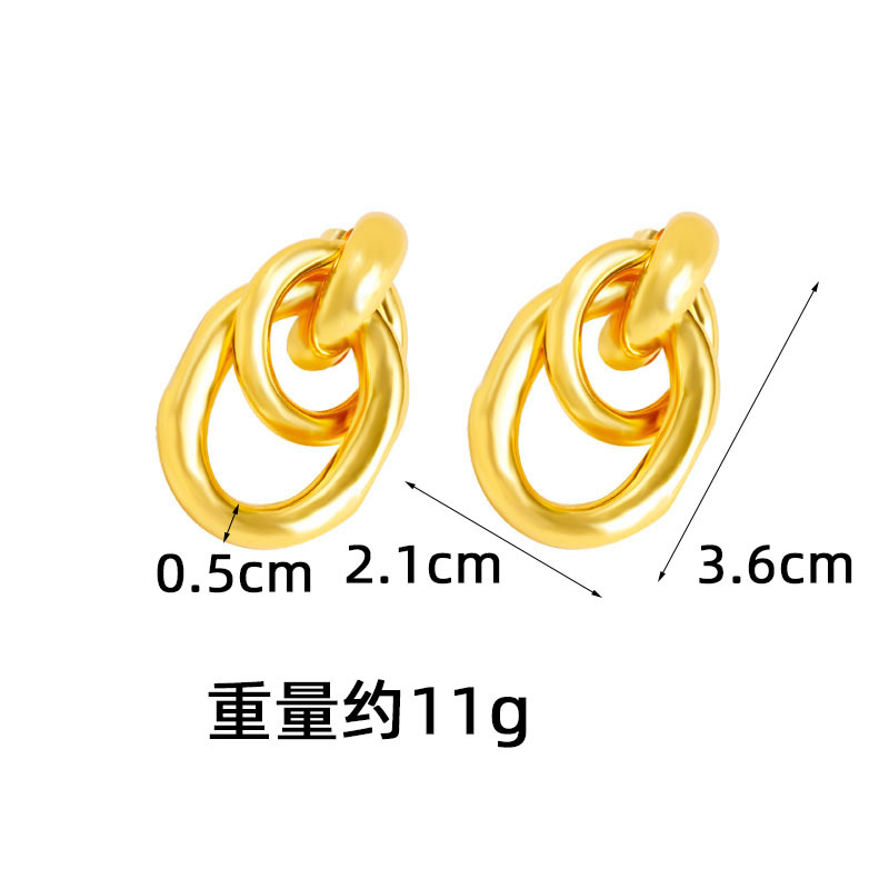 Transfronteriza aretes de oro de Vietnam lujoso ligero estilo tridimensional aretes de geometría personales diseño femenino no se desvanecerá joyas de orejas