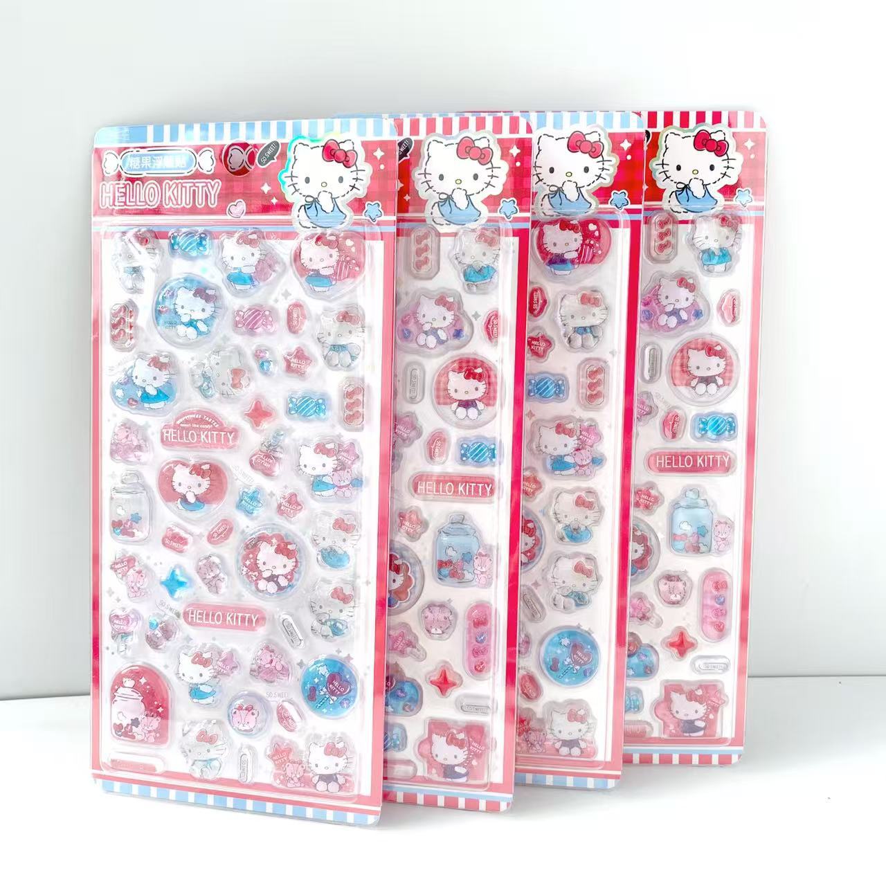 初格卡通凯蒂猫立体水晶浮雕贴纸卡通可爱素材贴DIY手机壳装饰贴