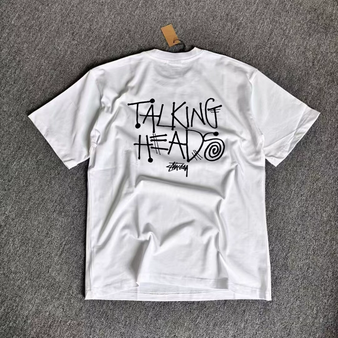 Высококачественная версия Stussy, принтованная повседневная пара, свободный крой, короткий рукав, без катышков