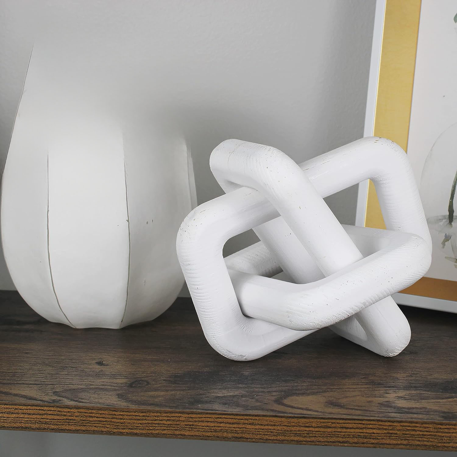 Handcrafted Wood Knots and Chain Link Decorations, Farmhouse Coffee Table and Shelf Decorations