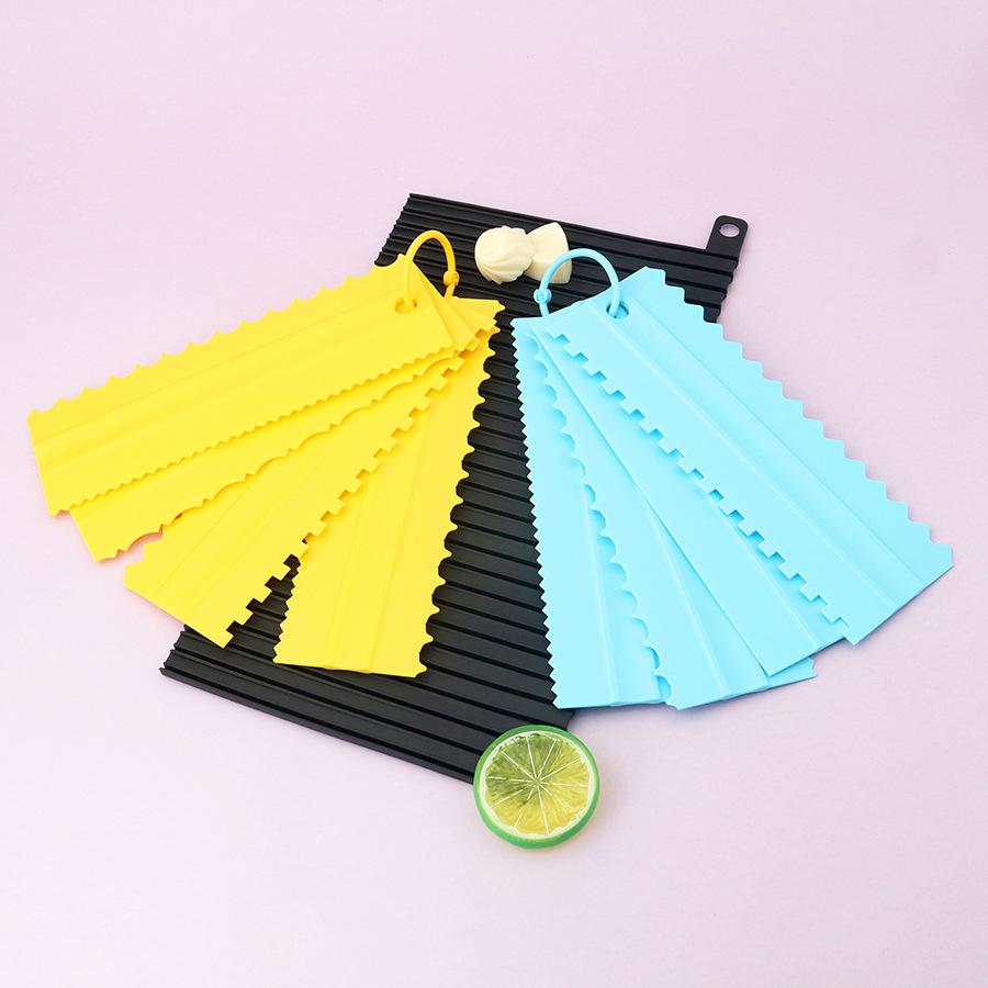 Raspador de crema de plástico de 4 piezas, rueda de pastel, raspador de raspador de azúcar, decoración de pastel cuadrado, raspador cuadrado
