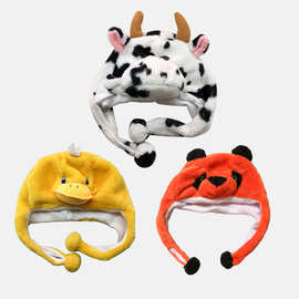韩版新款甜美可爱网红毛绒帽子耳朵会动卡通动物防风保暖护耳帽
