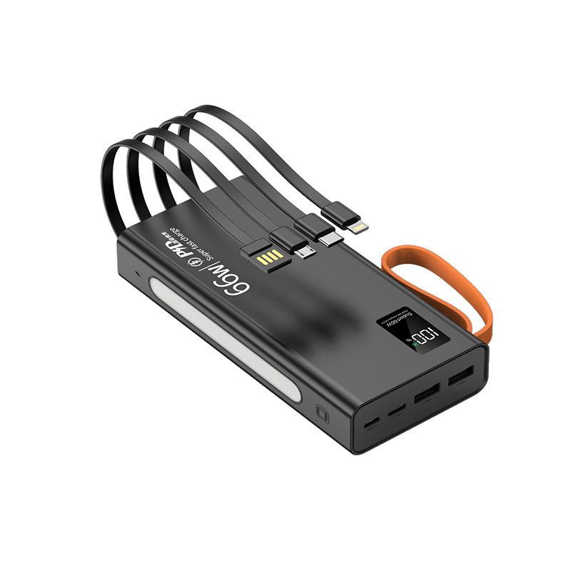 Universal nuevo mini banco de potencia auto-cableado 20000 mA PD66W carga rápida con fuente de alimentación móvil de cuatro hilos