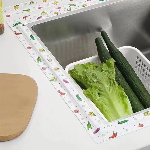 Waterproof and mildew-resistant adhesive strips for kitchen countertops, sinks, and toilet edges.