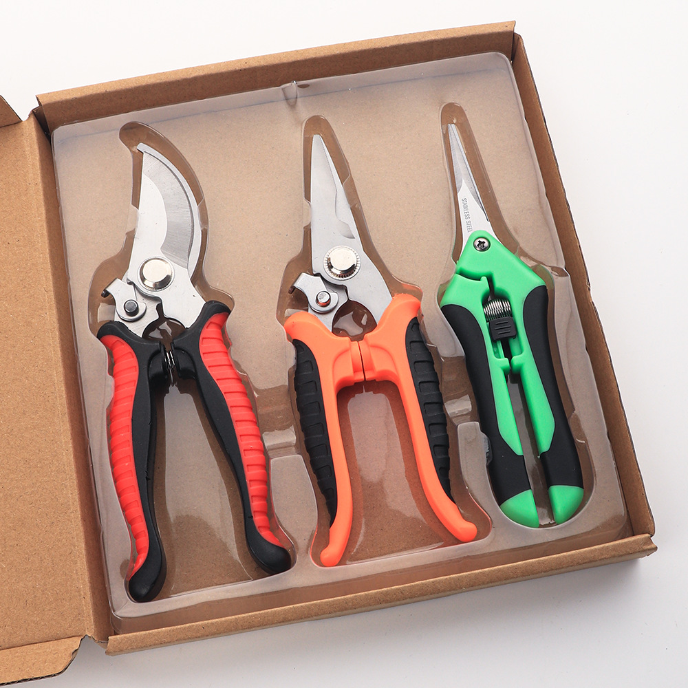 정원 가위 세트 3-레드 블랙 오렌지 그린