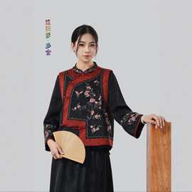 2026新款新中式刺绣马甲女复古盘扣无袖唐装坎肩国风背心外套