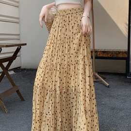 雪纺波点半身裙感女夏季2026新款气质宽松大摆伞裙高腰a字裙