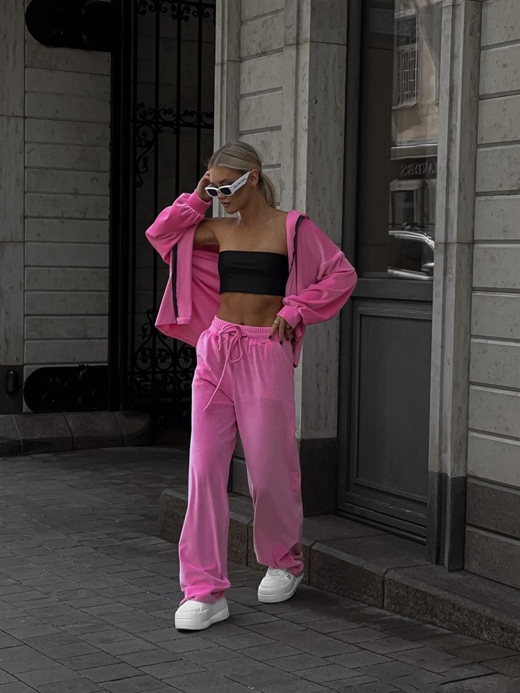 2025 European And American Foreign Trade Casual Autumn Women's Solid Color Sleeve Cardigan Hooded Top Sports Long Pants_ecoleips.com