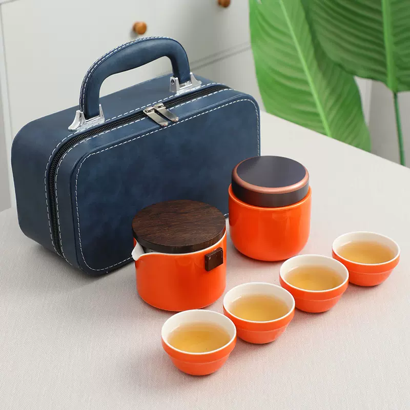 户外旅行功夫茶具套装露营收纳便携快客杯茶具包简约商务伴手礼品