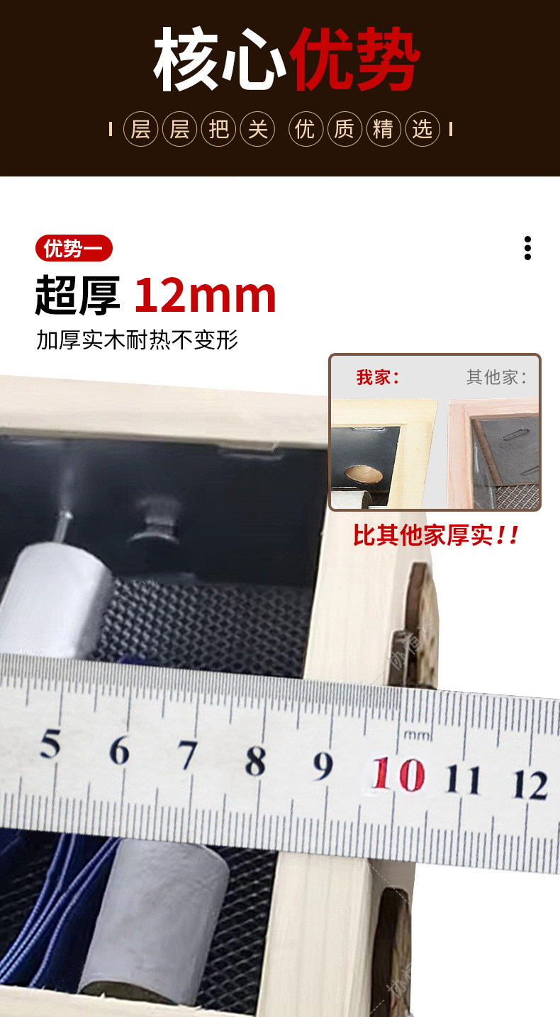Wooden Moxibustion Box Single Hole Portable Ai Jiu 艾灸 Warm Therapy Device for Body and Abdomen 24x16x12 cm overview