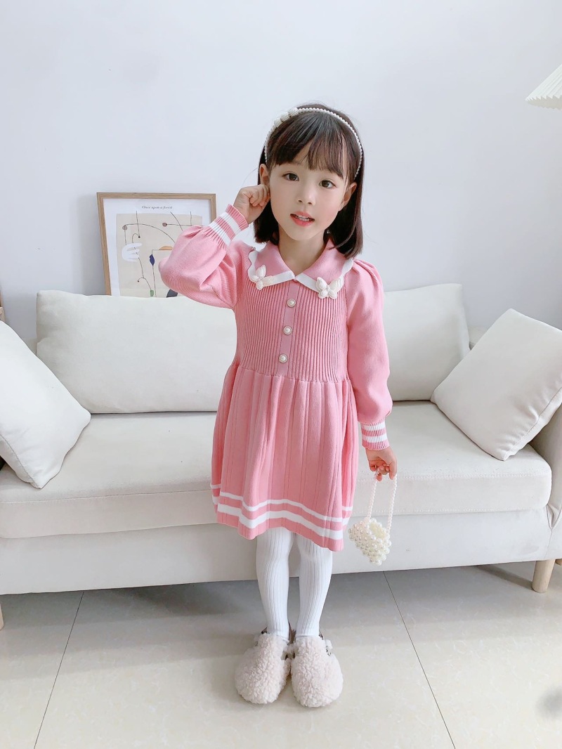 Mädchen Pullover 2023 Herbst/Winter Neue Koreanische Ausgabe Ausländer Mädchen Baby Stricken Mode Süße Prinzessin Kleid_voghion.com