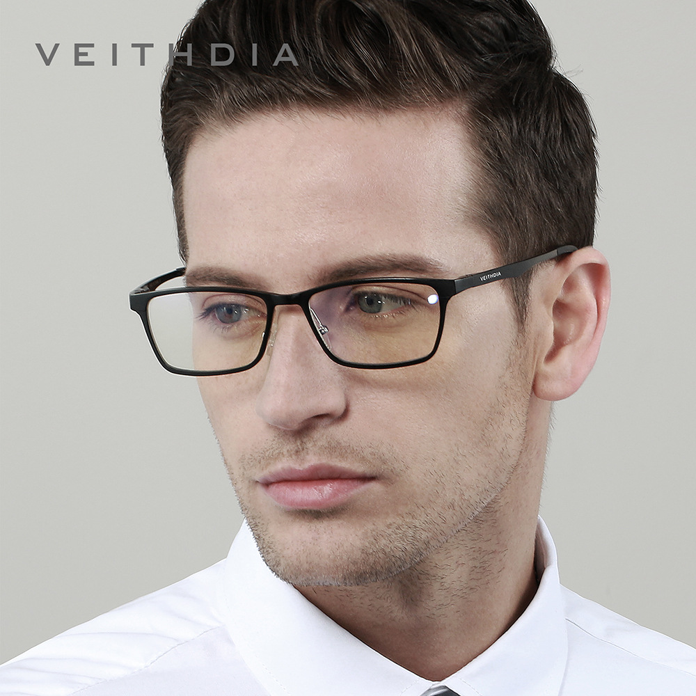 Marco de apertura de marco completo aluminio magnesio anti-luz azul espejo óptico de miopía marco hombre cuadrado simple negocio cómodo 8706