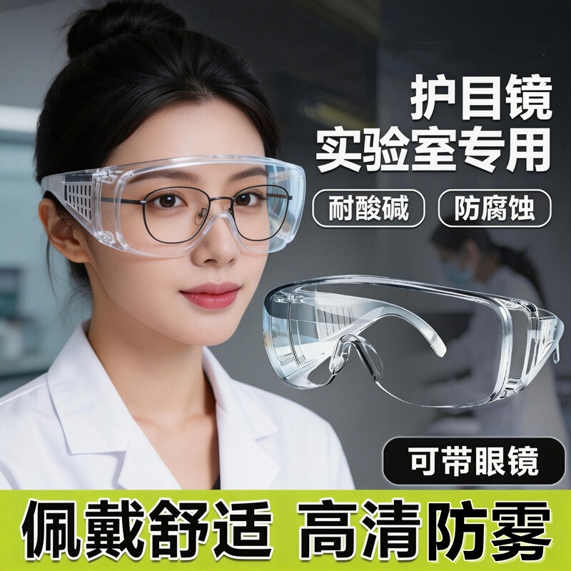 Chemical Laboratory Goggles That Prevent Fogging and Can Be Worn over Prescription Glasses, Protect Against Acid and Alkali Corrosion, Prevent Splashes, Are Waterproof and Dustproof, and Feature Flat Lenses
