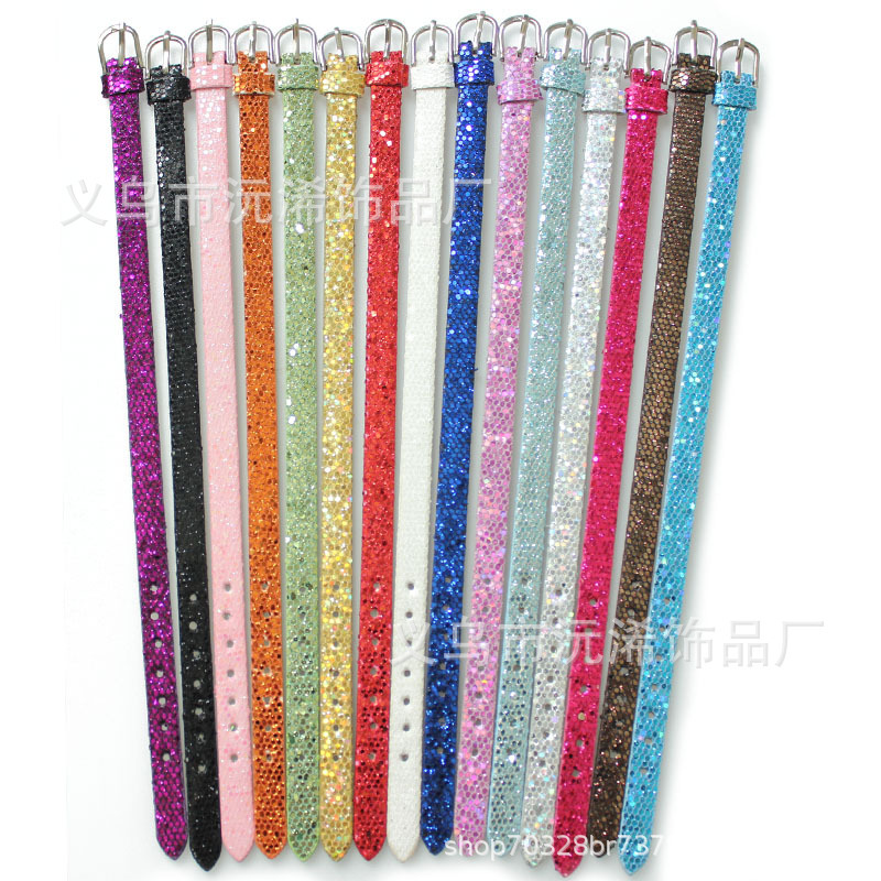 8mm Imitation Leather Sequins Wrist Strap PU Leather Bracelet DIY Distinctive Strap Wearable Oil Dropping Letter Accessories