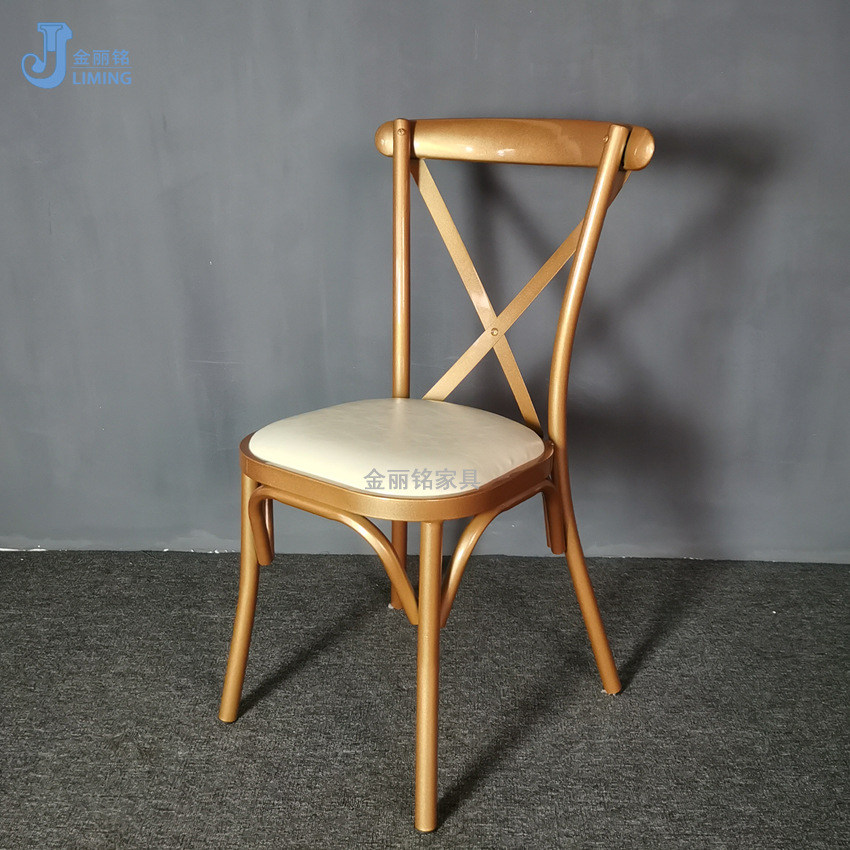 Fábrica al por mayor Europea mesa de comedor y silla X Cruz silla trasera al aire libre boda Hotel banquete silla al aire libre silla de la boda