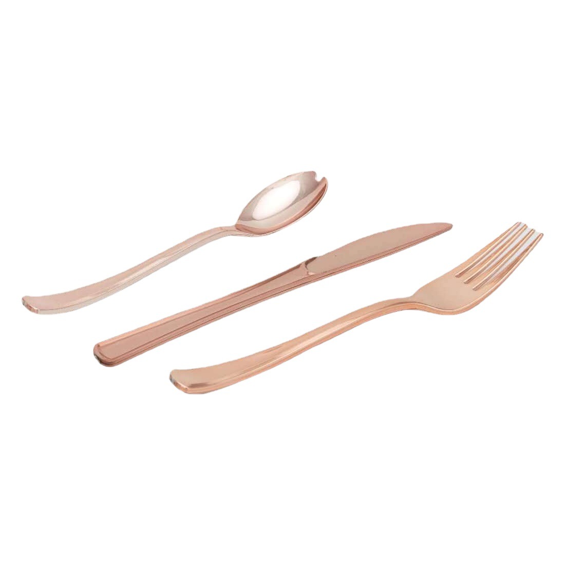 Hot Rose Gold dot desechable degradable plato de papel taza de papel cuchillo, tenedor y cuchara vajilla traje hotel restaurante comida occidental suministros