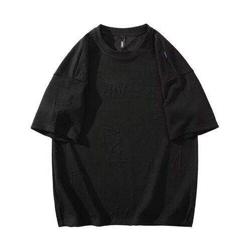 Summer full print letter casual crew neck short sleeve t-shirt for men trendy brand casual heavy weight plus size base shirt white t-shirt