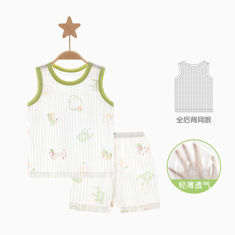 Traje de chaleco para bebé Verano niños algodón fino sin mangas cuerpo dividido fuera niños y niñas ropa de verano para bebés image 10