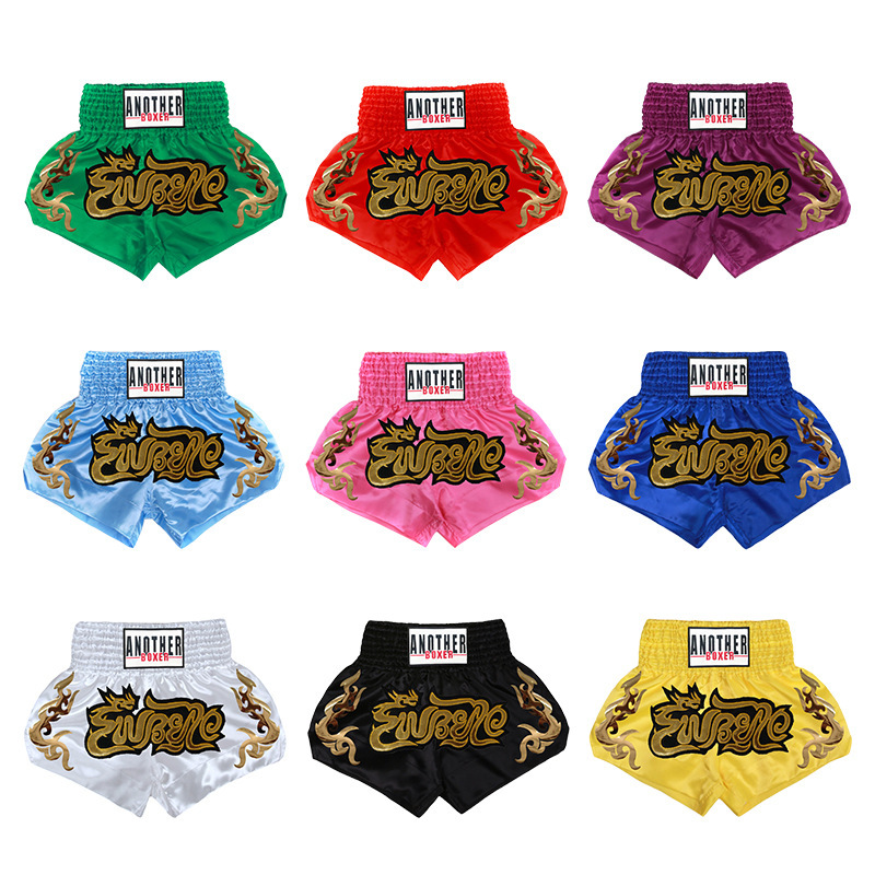 New Solid Color Boxer Shorts Fighting Sanda Kicking Pants Thai Style Muay Thai Shorts Kids Adult
