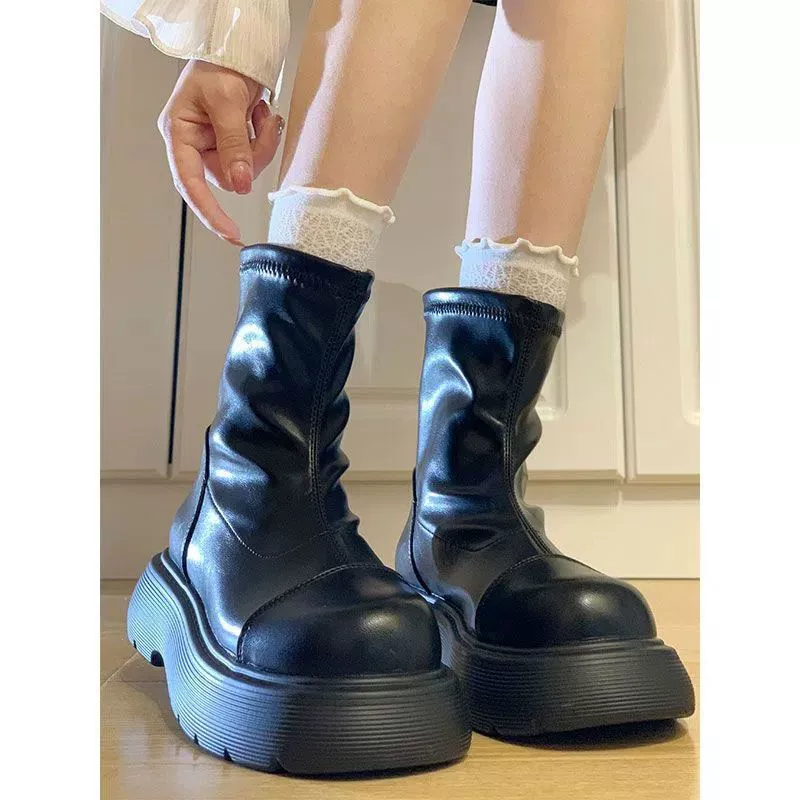 Премиум чувство 2022 новые сапоги челси женские короткие сапоги английский стиль мягкая кожа тонкая толстая подошва Martin сапоги одиночные сапоги