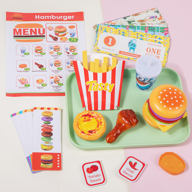 Juegos caseros de hamburguesas inteligentes para niños de educación temprana ejercicios de acertijos de mano y ojo para bebés Juguetes de madera