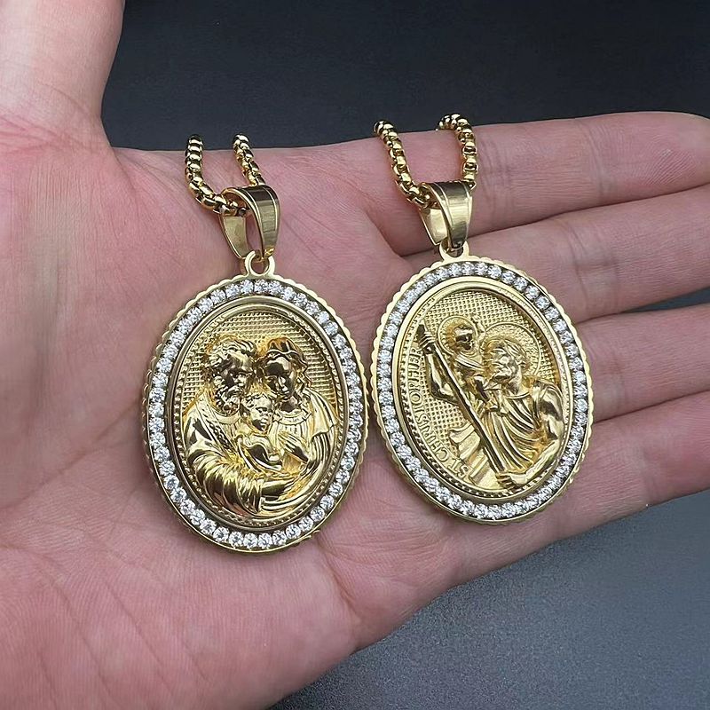 1 Piece Hip-Hop Portrait Stainless Steel Polishing Inlay Zircon Pendant Necklace_colorza_5